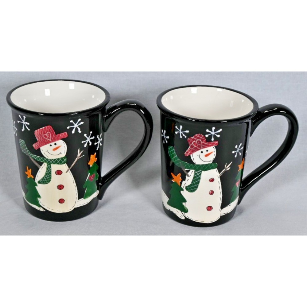 Set of 2 Make The Season Bright Snowman Christmas Coffee Tea Mugs 16 oz